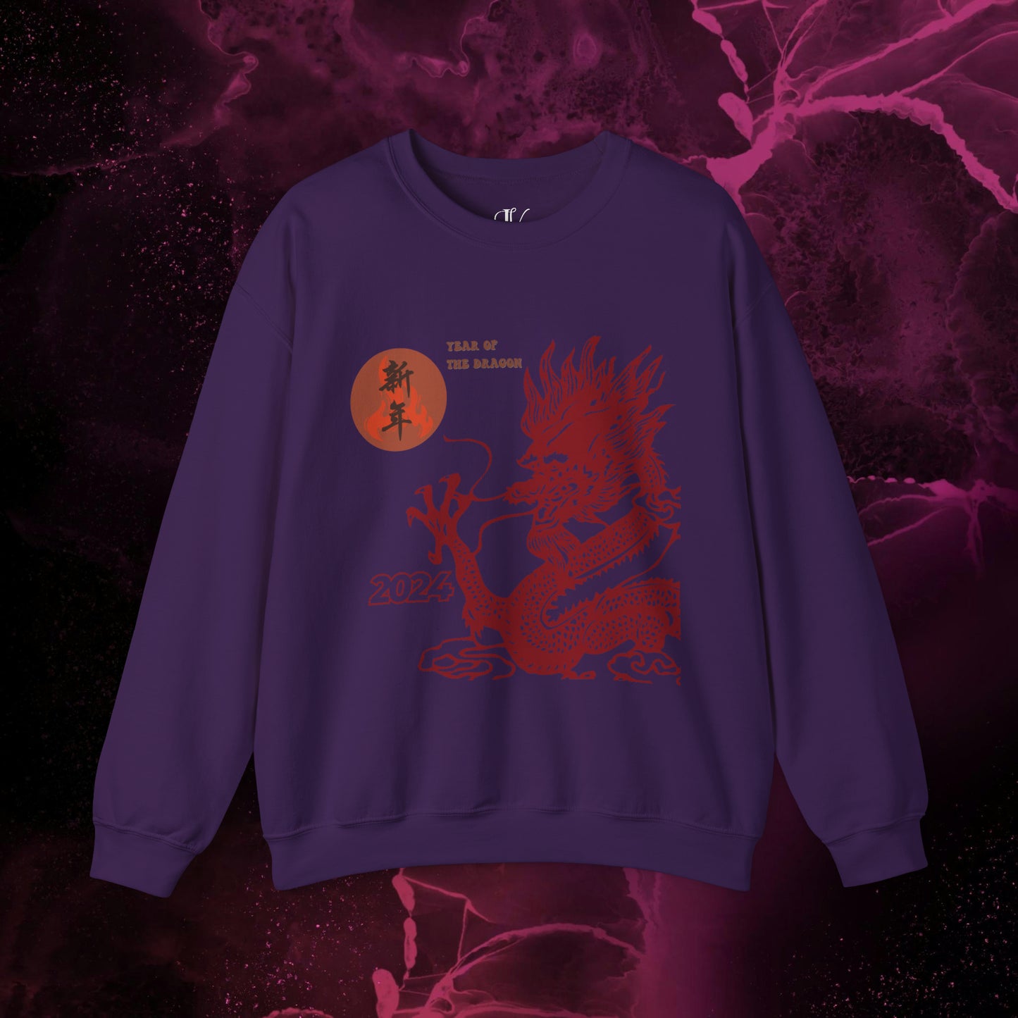 Year of the Dragon Sweatshirt - 2024 Chinese Zodiac Shirt for Lunar New Year Sweatshirt S Purple 