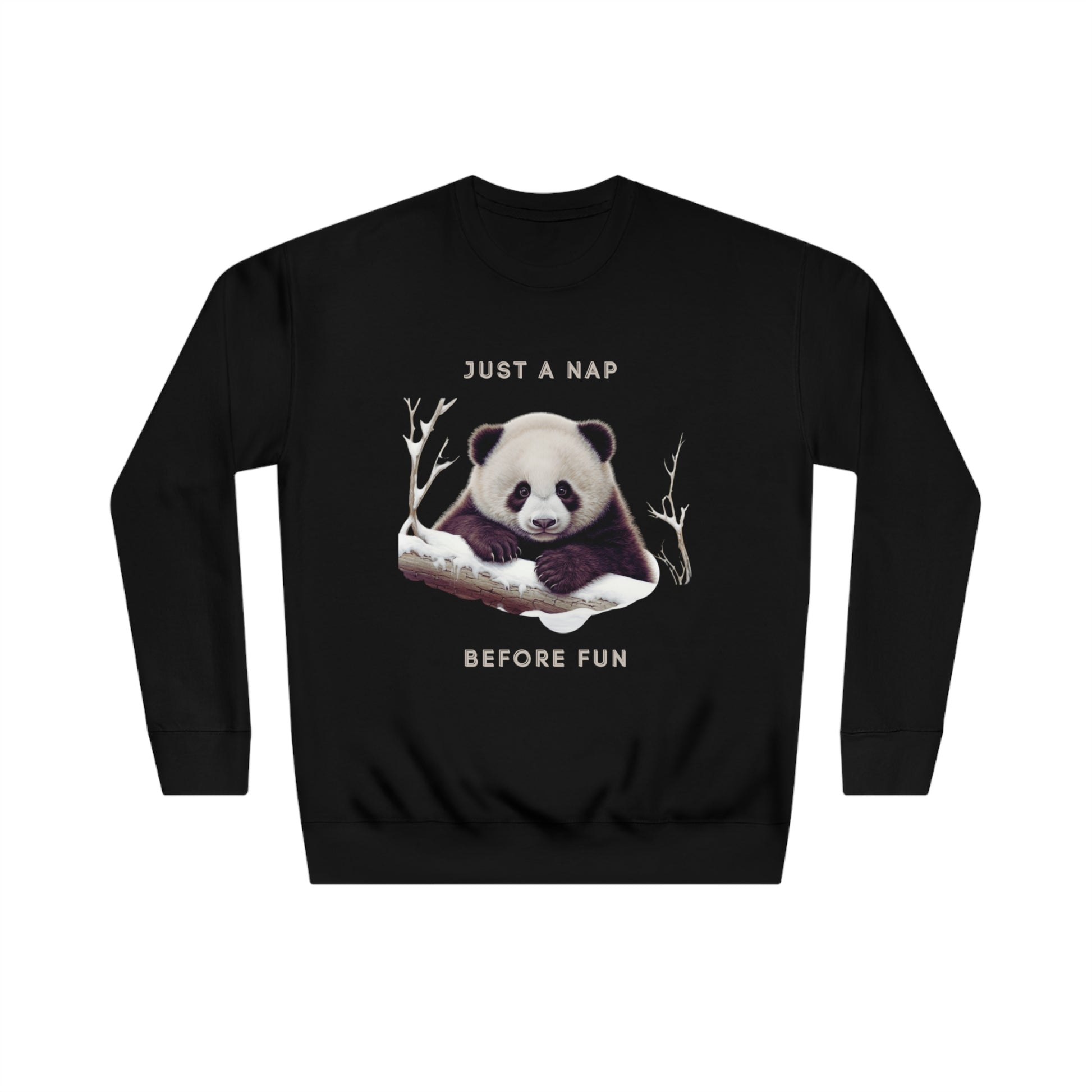 Lazy Panda Nap Before Fun Sweatshirt | Embrace Cozy Relaxation Sweatshirt Black S 