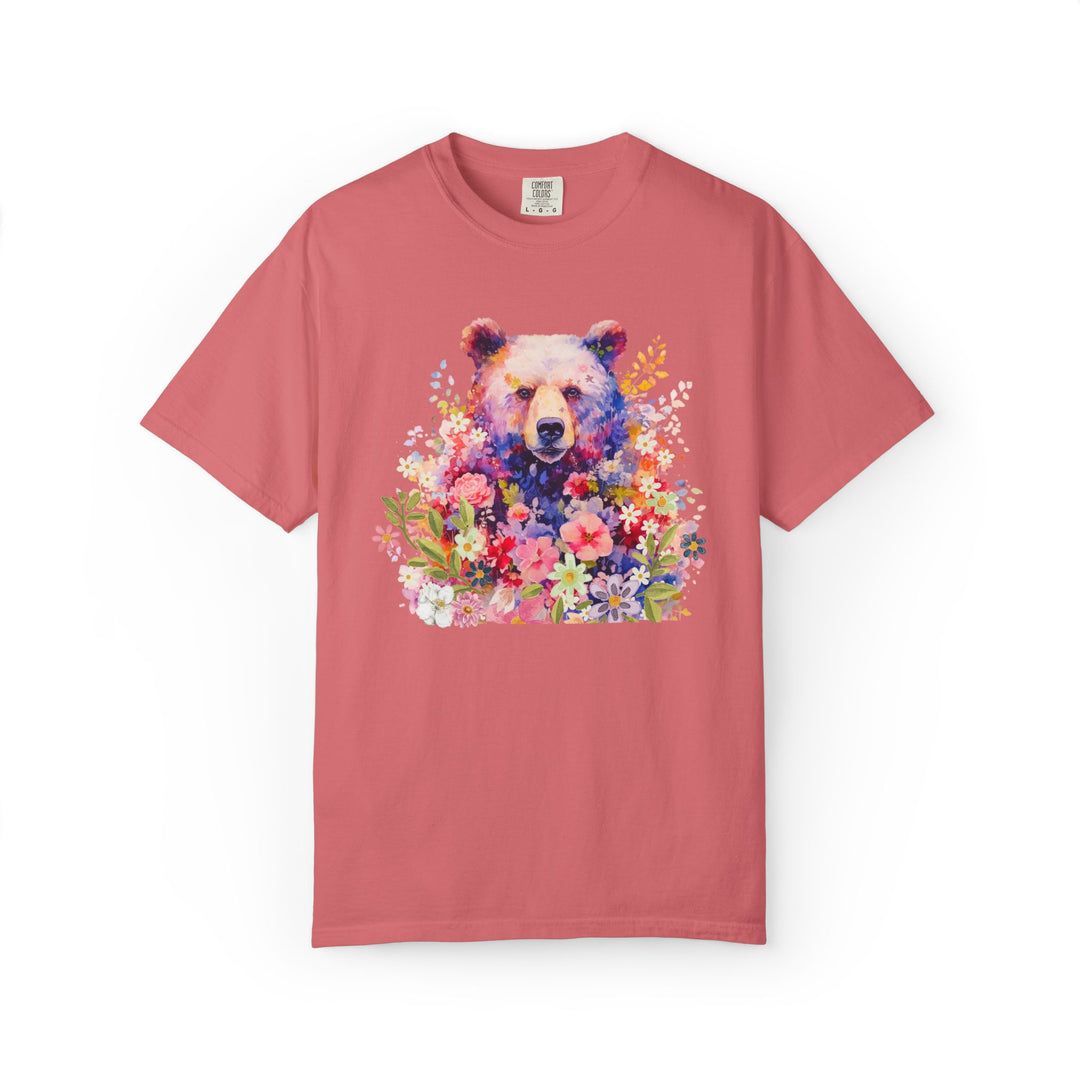 Nature-Inspired Bear Floral T-shirt T-Shirt Printify Watermelon S