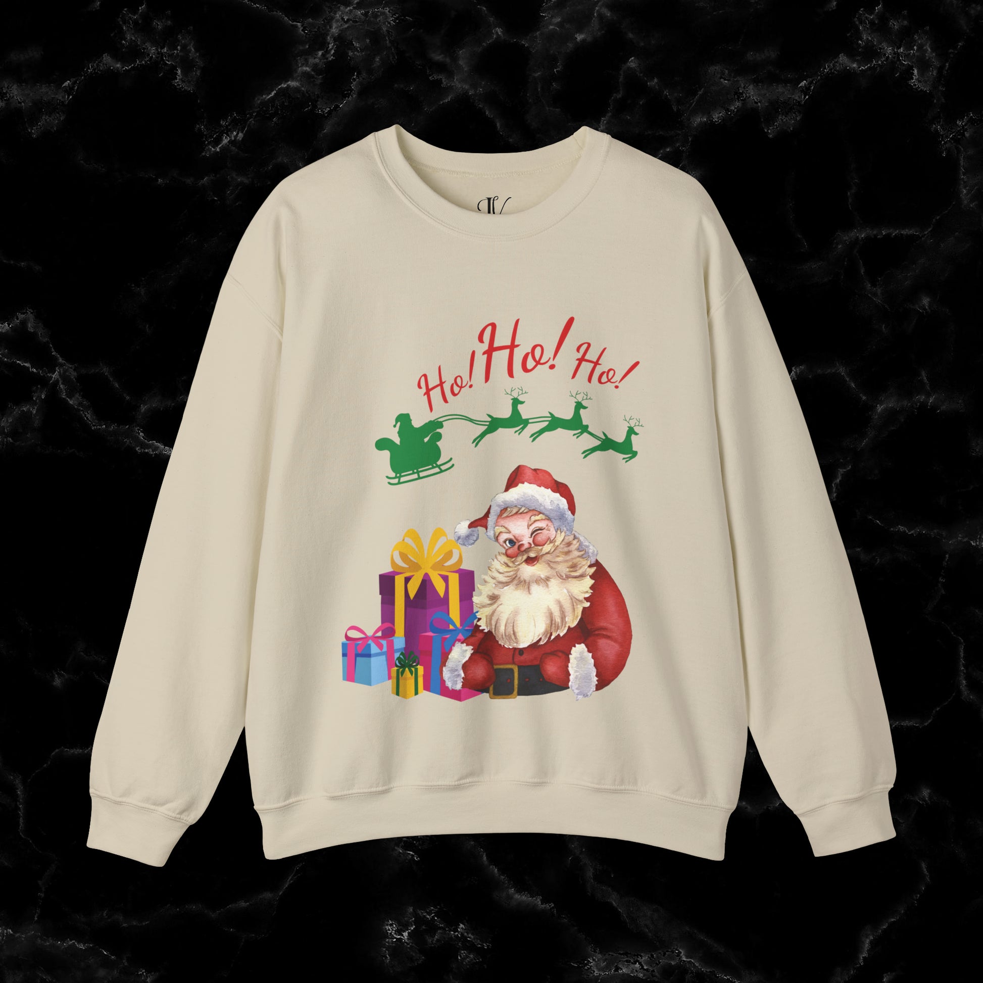 Retro Santa Sweatshirt - Vintage Christmas Fashion for Holiday Cheer Sweatshirt S Sand 