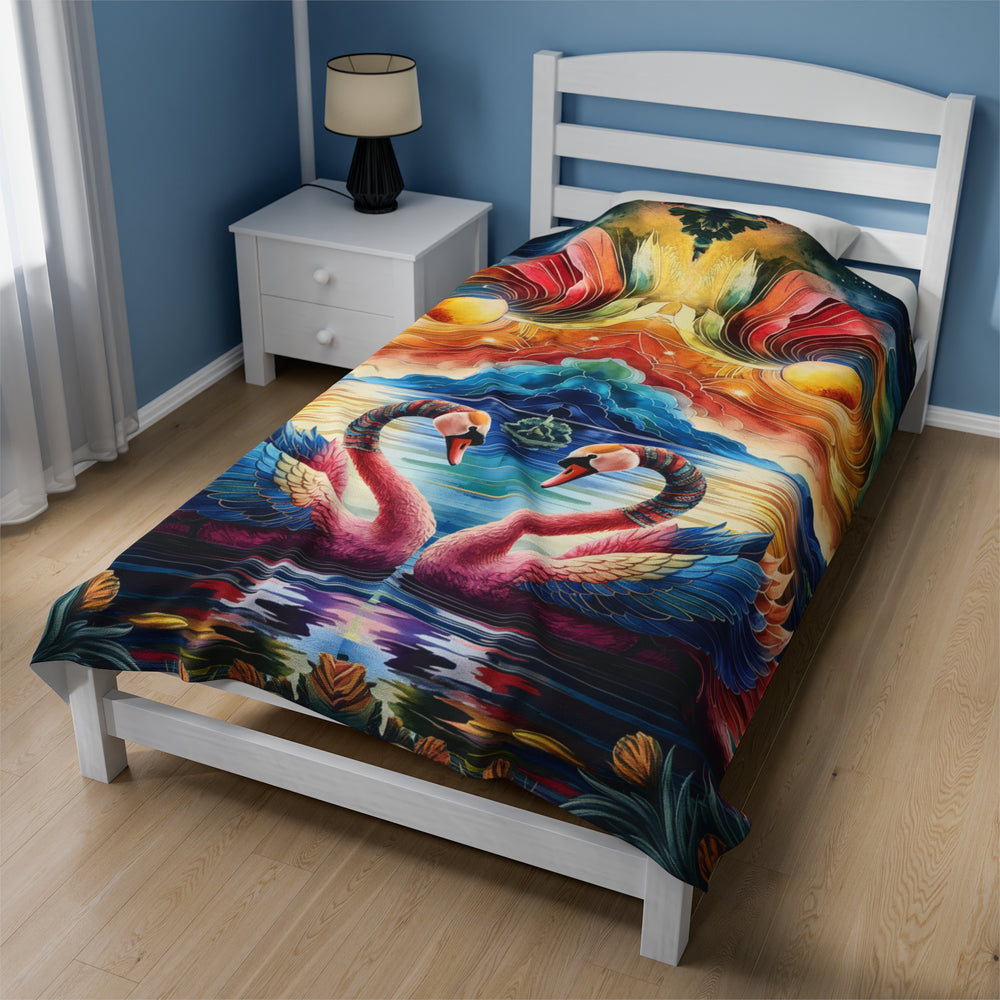 Plush Celestial Swans Blanket - Psychedelic