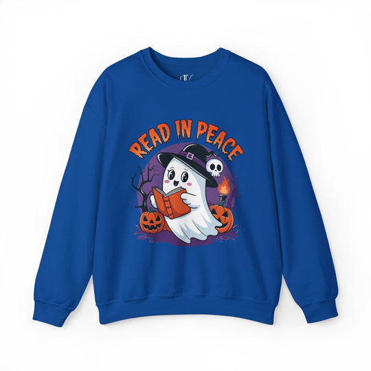 Read In Peace Ghost Halloween Bookworm Sweatshirt