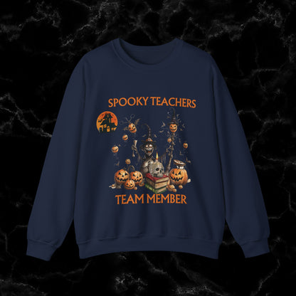 Spooky Teachers Sweatshirt - Embrace Feral Halloween Fun with this Halloween Spooky Sweatshirt for a Hauntingly Stylish Look Sweatshirt S Navy 
