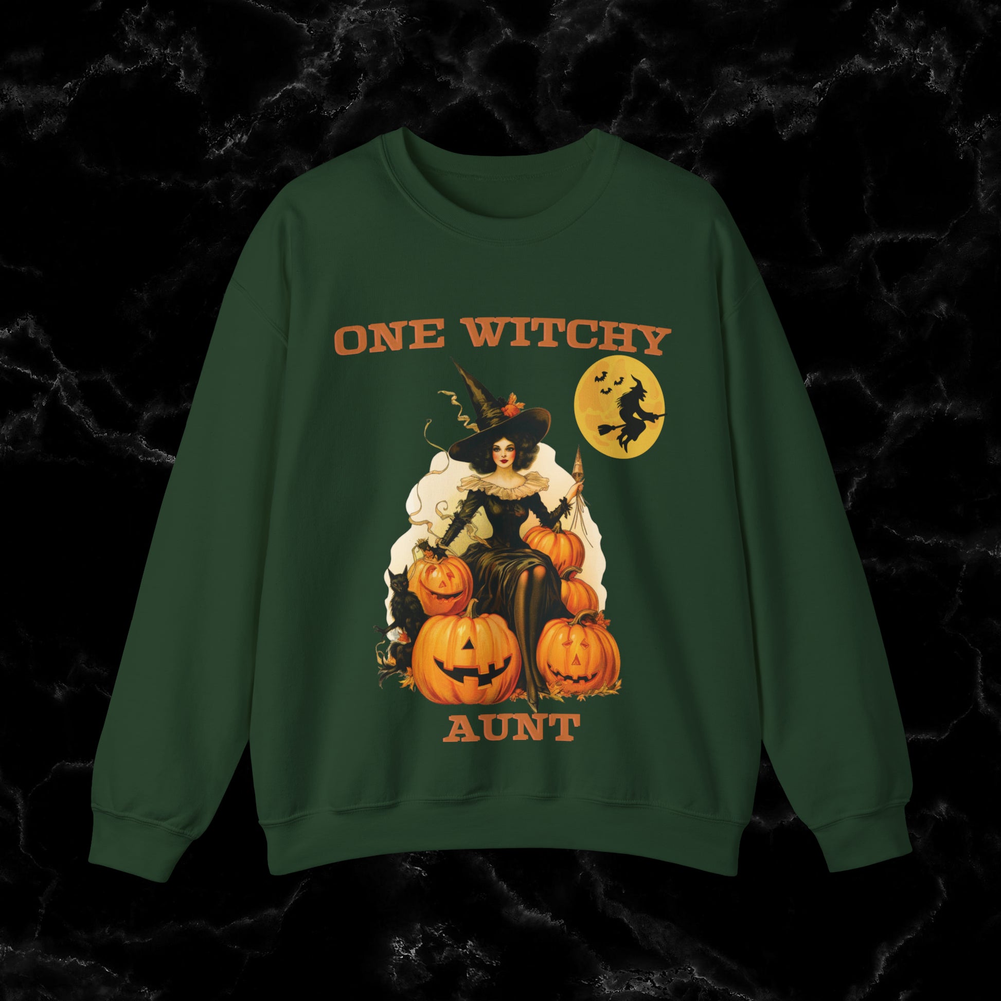 One Witchy Aunt Halloween Sweatshirt - Cool Aunt Shirt, Feral Aunt Sweatshirt, Perfect Gifts for Aunts Sweatshirt S Forest Green 