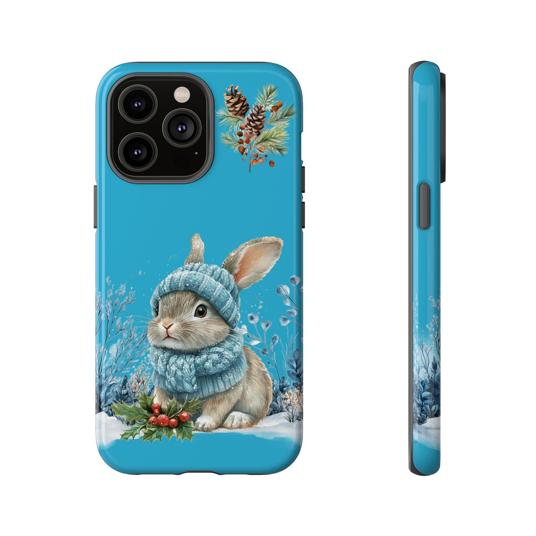 Phone Case - Winter Bunny with Hat and Scarf Phone Case Printify iPhone 14 Pro Max Glossy