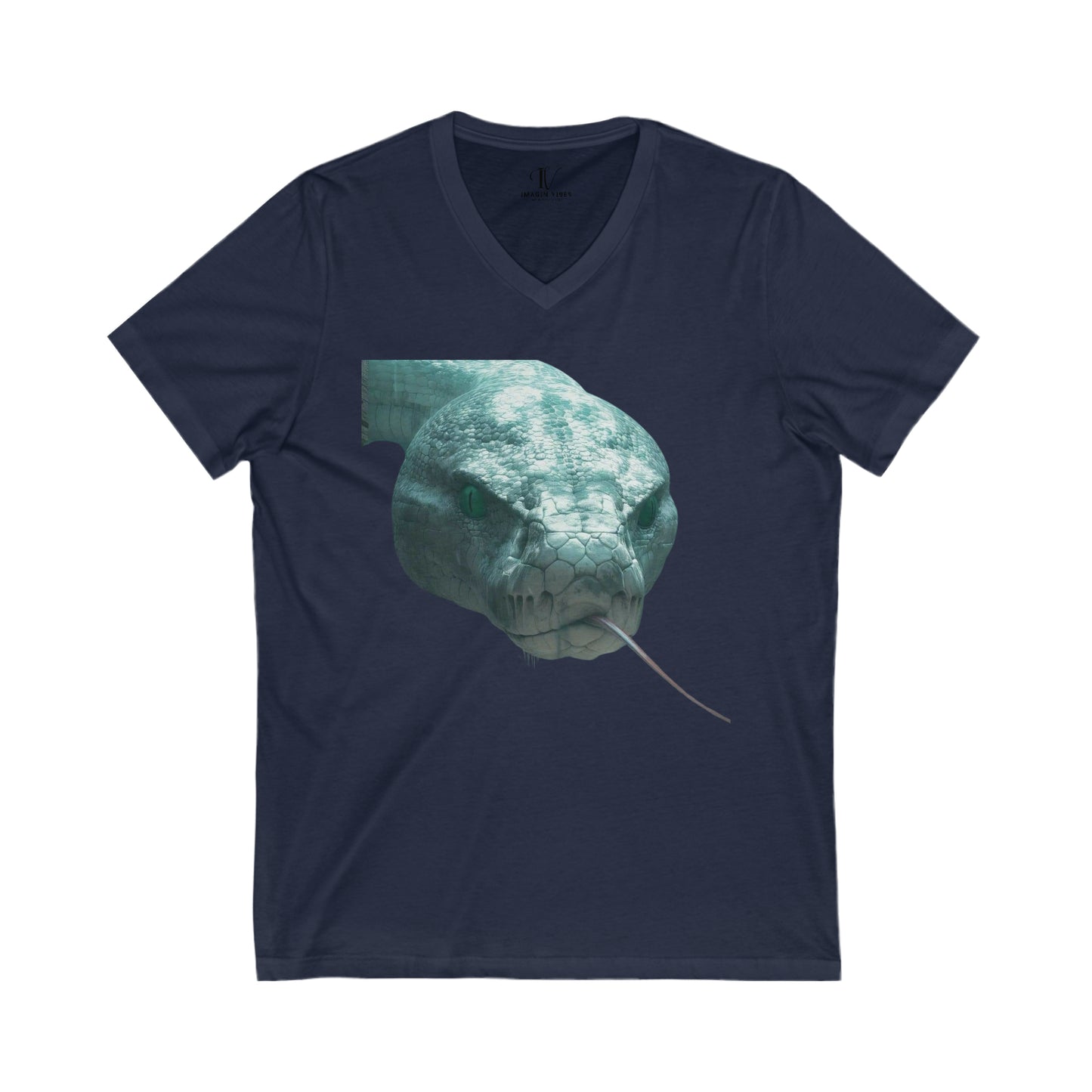 Elevate Your Style with the King Snake V-neck T-shirt – 3D Realistic Snake Head Design for Enthusiasts of Exotic Wildlife Fashion V-neck S Navy 