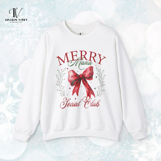 Merry Mama Social Club: Coquette Bow Christmas Sweatshirt