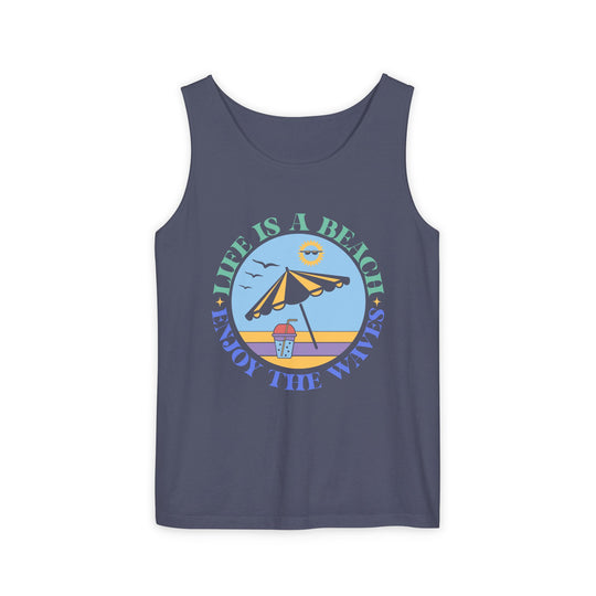 Playful Summery Tank Top for Festivals and Beach Days Tank Top Printify Denim S