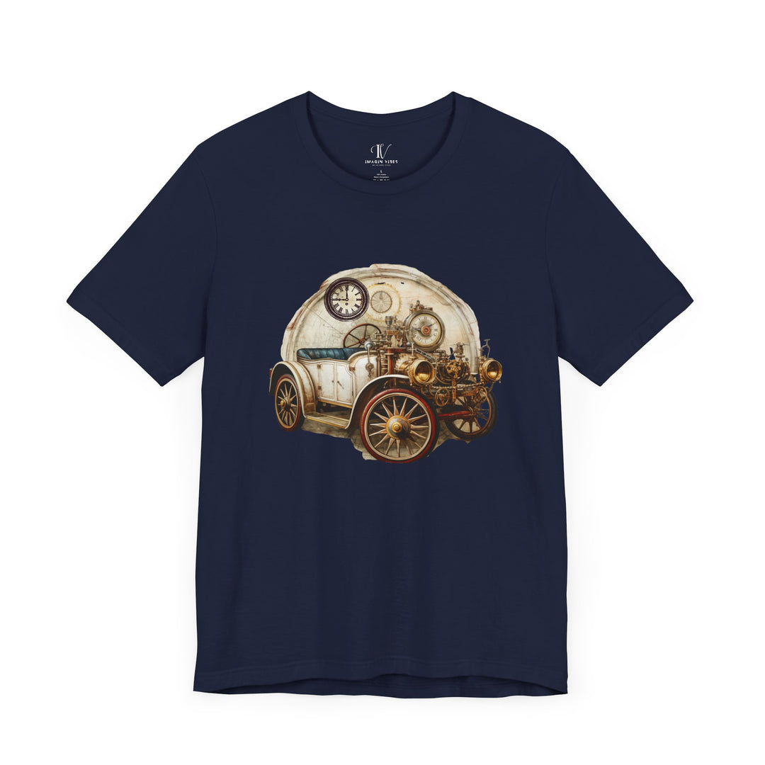 Steampunk Vintage Car T-Shirt T-Shirt Printify Navy S