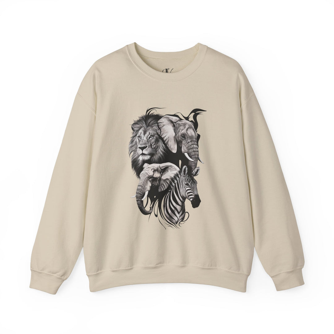 Wildlife Trio Crewneck Sweatshirt Sweatshirt Printify S Sand