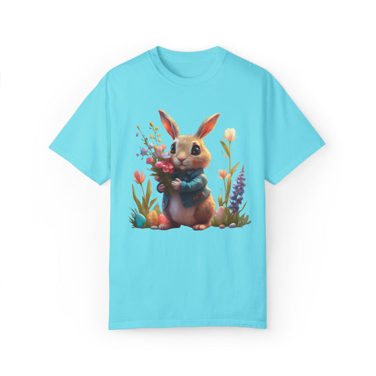 Bunny Bouquet T-shirt - Easter Spring Unisex Tee T-Shirt Printify Lagoon Blue S