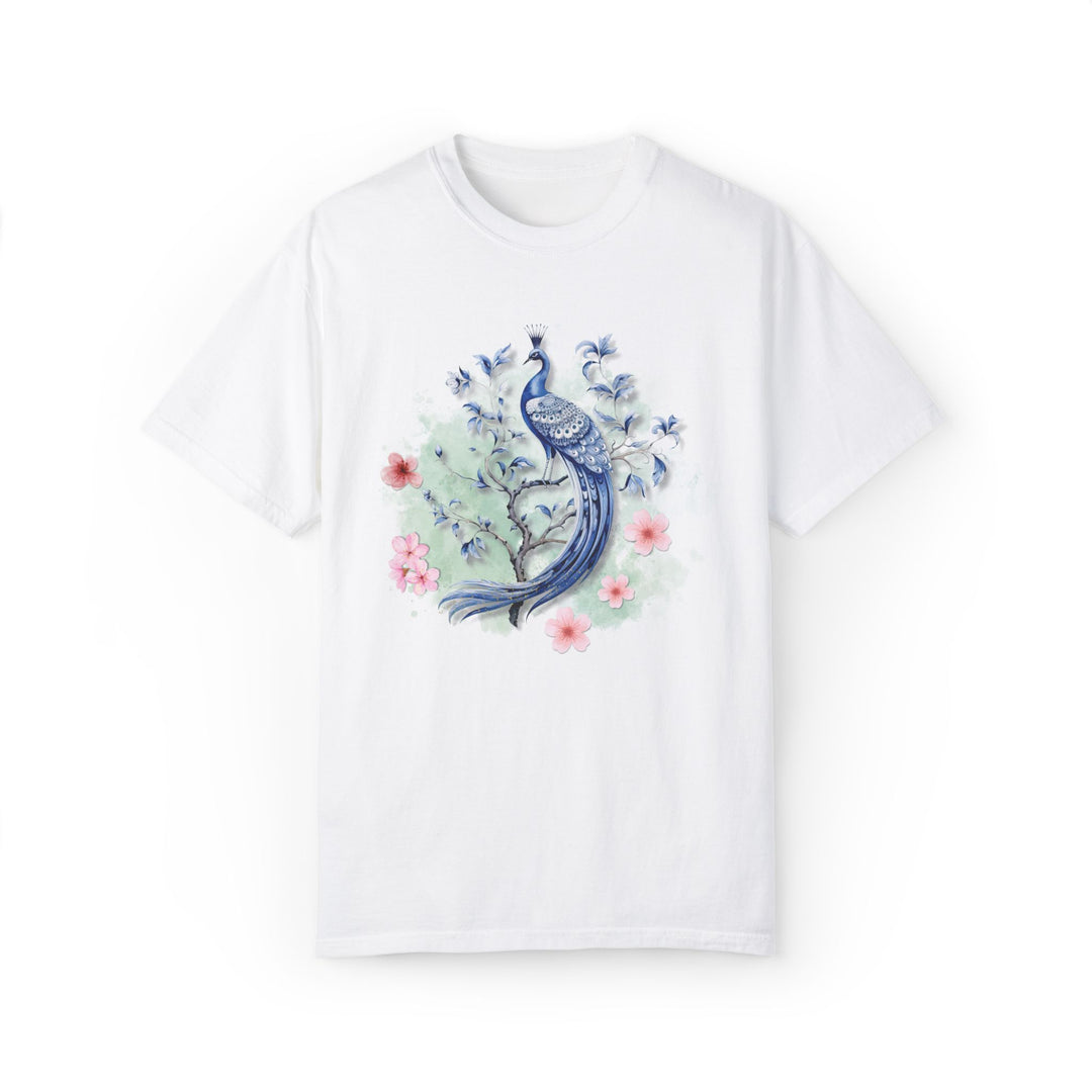 Peacock Floral T-shirt T-Shirt Printify White M