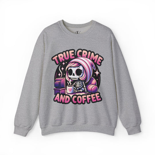 True Crime and Coffee: Skeleton Sweatshirt Sweatshirt Printify S Sport Grey