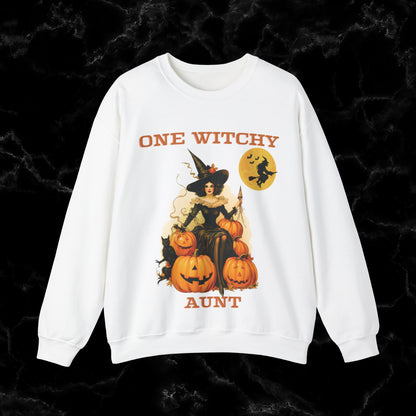 One Witchy Aunt Halloween Sweatshirt - Cool Aunt Shirt, Feral Aunt Sweatshirt, Perfect Gifts for Aunts Sweatshirt S White 
