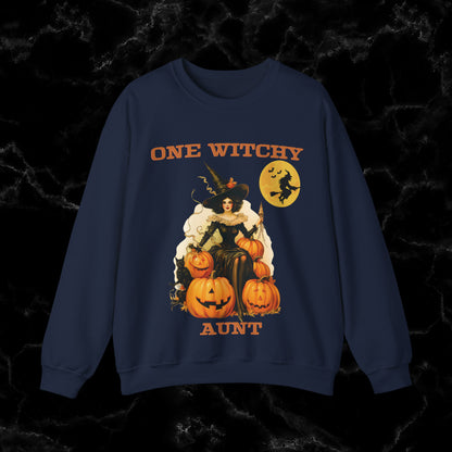 One Witchy Aunt Halloween Sweatshirt - Cool Aunt Shirt, Feral Aunt Sweatshirt, Perfect Gifts for Aunts Sweatshirt S Navy 