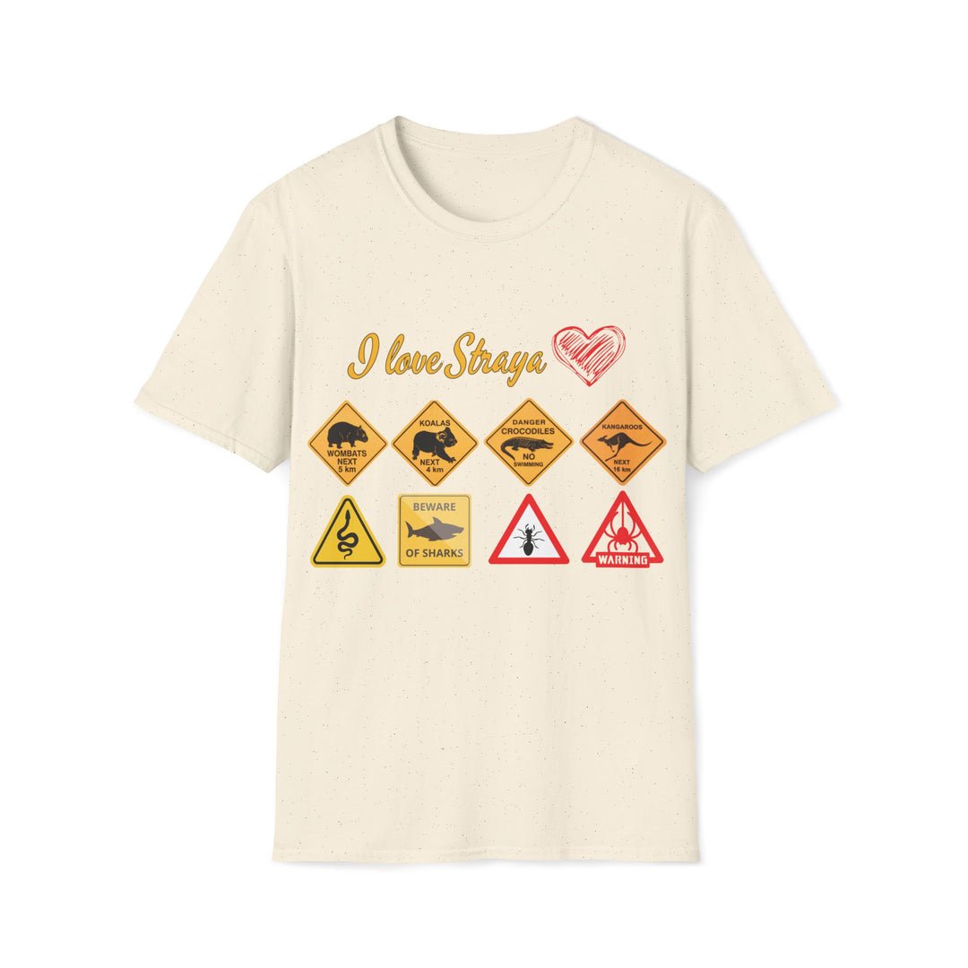 Funny Wildlife Caution Straya Unisex T-Shirt T-Shirt Printify Natural S