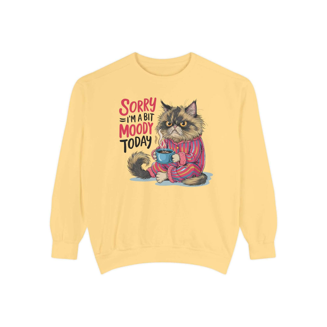 Moody Cat Sweatshirt Sweatshirt Printify Butter S