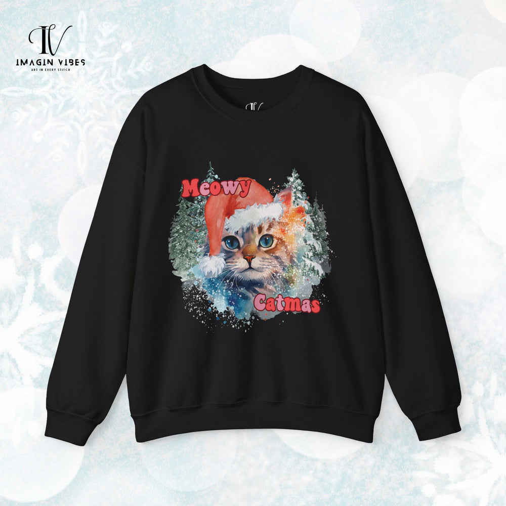 Meowy Catmas: Watercolor Cat Christmas Sweatshirt