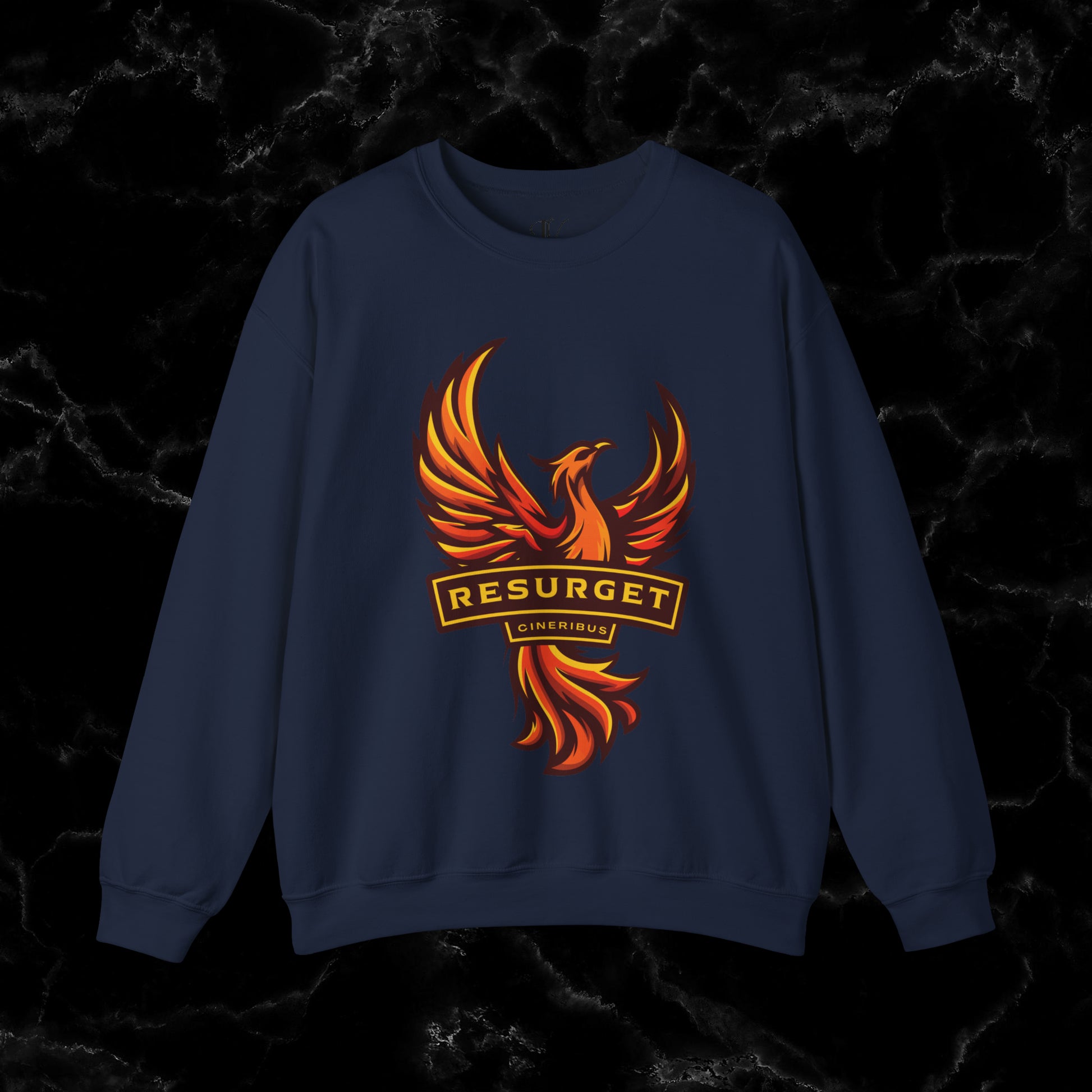 Resurget Cineribus Unisex Crewneck Sweatshirt - Latin Inspirational Gifts for Sports Football Fans Sweatshirt S Navy 