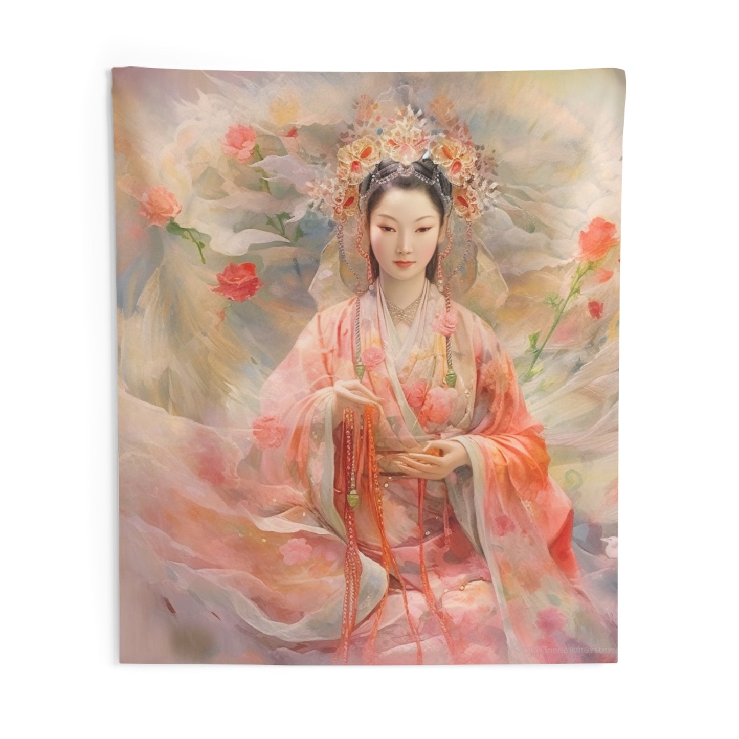 Quan Yin Wall Tapestry - Guan Yin, Kwan Yin, Goddess of Compassion - Spiritual Wall Decor for Buddhism Home Decor 88" × 104"  