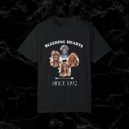 Native American Comfort Colors Shirt - Authentic Tribal Design, Nature-Inspired Apparel, 'Bleeding Hearts since 1492 T-Shirt Black S 