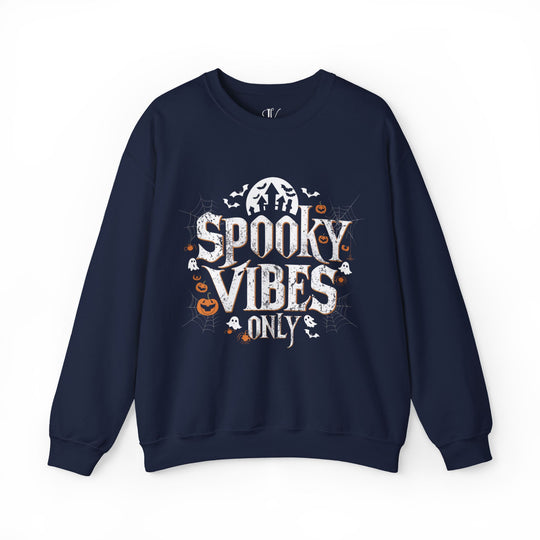 Spooky Vibes Halloween Sweatshirt Sweatshirt Printify S Navy