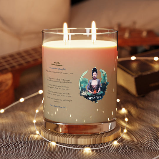 Serenity in a Glass: Guan Yin Scented Candle - Mother of Compassion - Full Glass - 11oz Home Decor One size Minted Lavender and Sage 