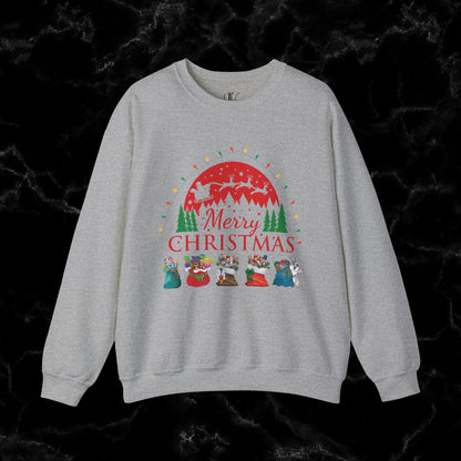 Merry Christmas Sweatshirt - Christmas Shirt with Santa and Festive Theme Sweatshirt S Sport Grey 