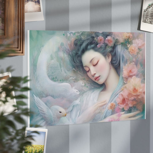 Quan Yin Poster - Goddess of Compassion, Spiritual Art Print, Guan Yin Wall Decor Paper products 12" x 8" (Horizontal) Glossy 