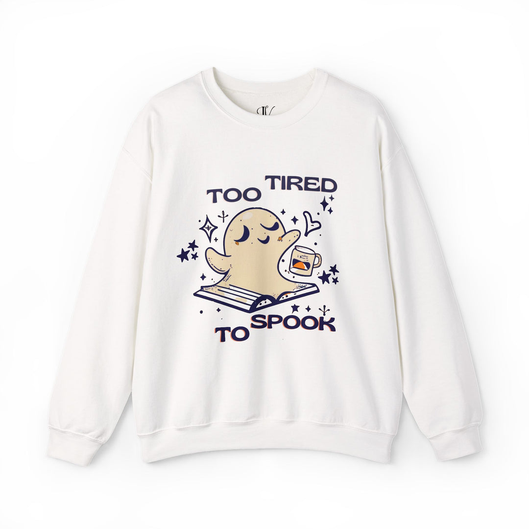 Hauntingly Bookish: Ghost Reader Sweatshirt Sweatshirt Printify S White