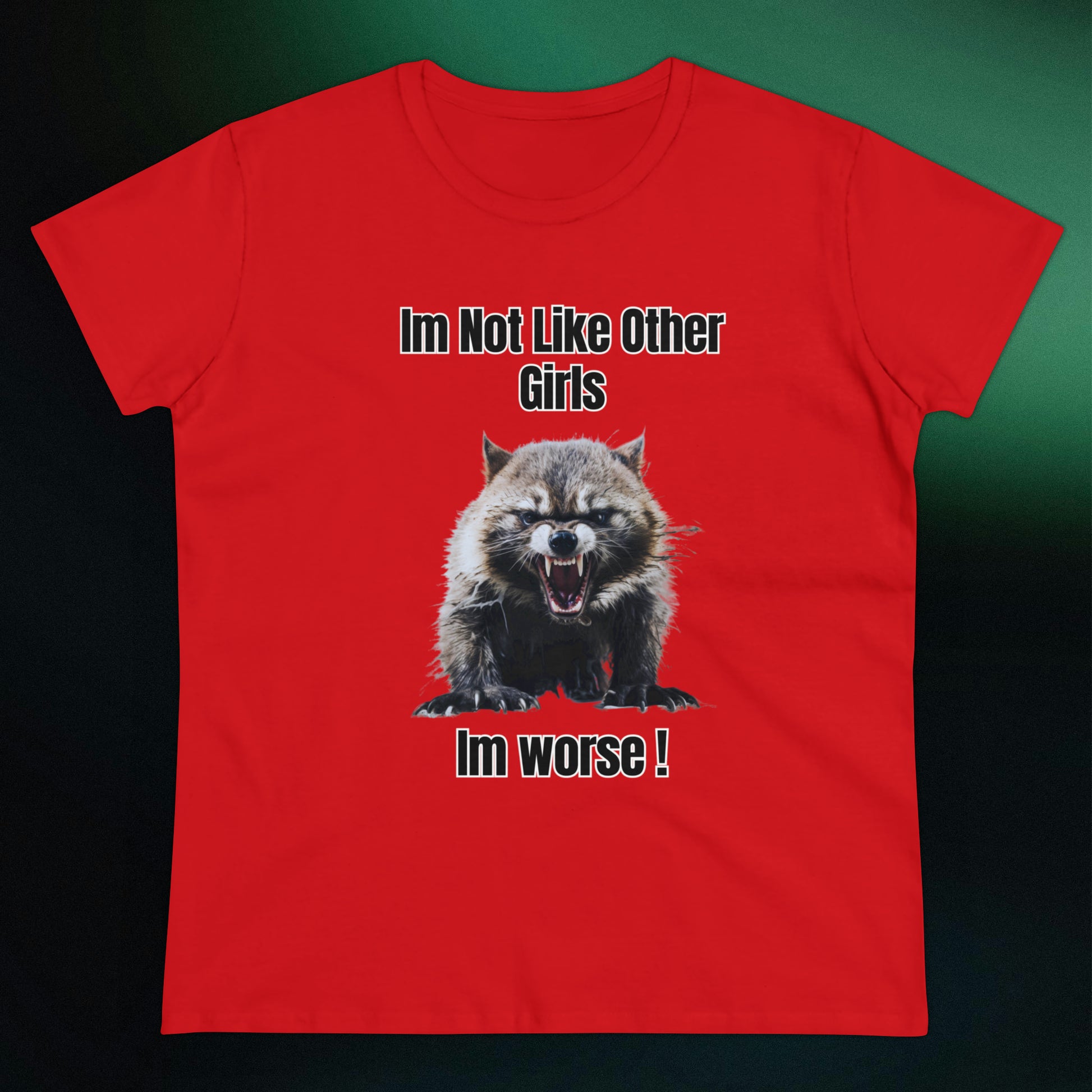 Funny Angry Raccoon T-Shirt | Im Not Like Other Girls T-Shirt Red S 