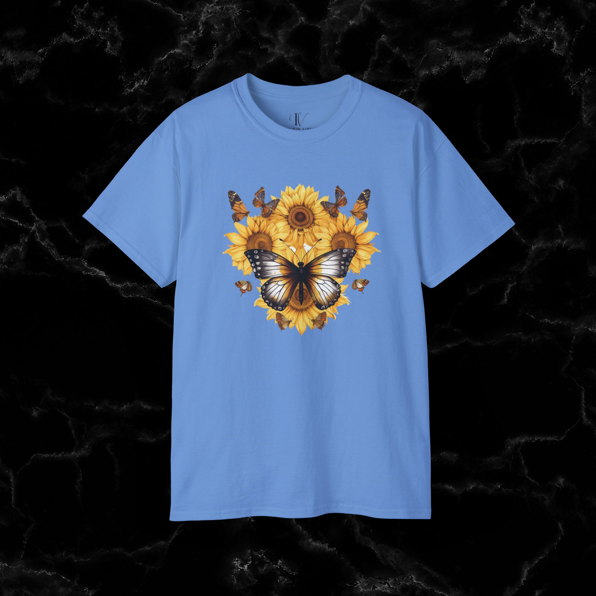 Sunflower Shirt - A Floral Tee, Garden Shirt, and Women's Fall Shirt with Nature-Inspired Design T-Shirt Carolina Blue S 