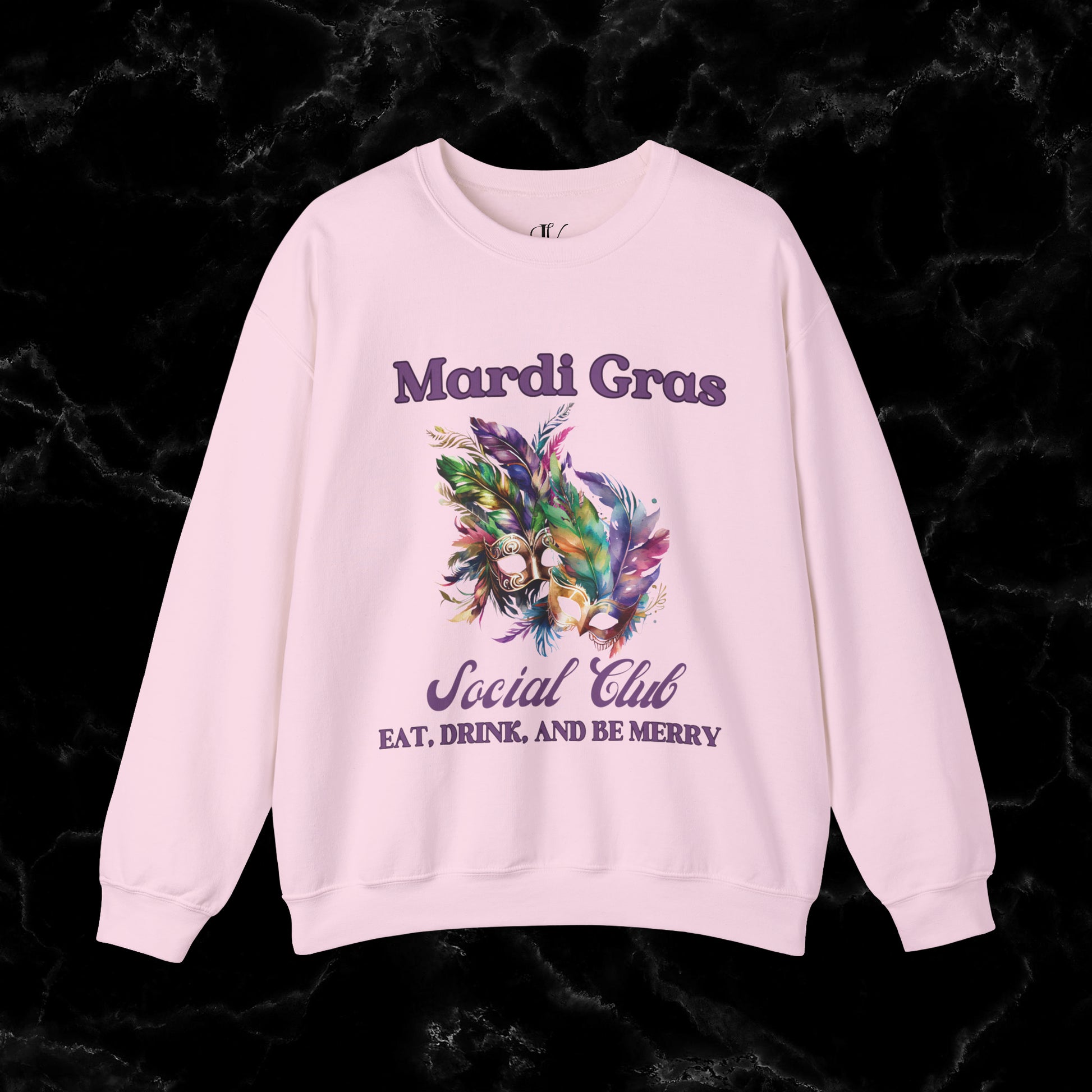 Mardi Gras Sweatshirt Women - NOLA Luxury Bachelorette Sweater, Unique Fat Tuesday Shirt, Louisiana Girls Trip Sweater, Mardi Gras Social Club Chic Sweatshirt S Light Pink 