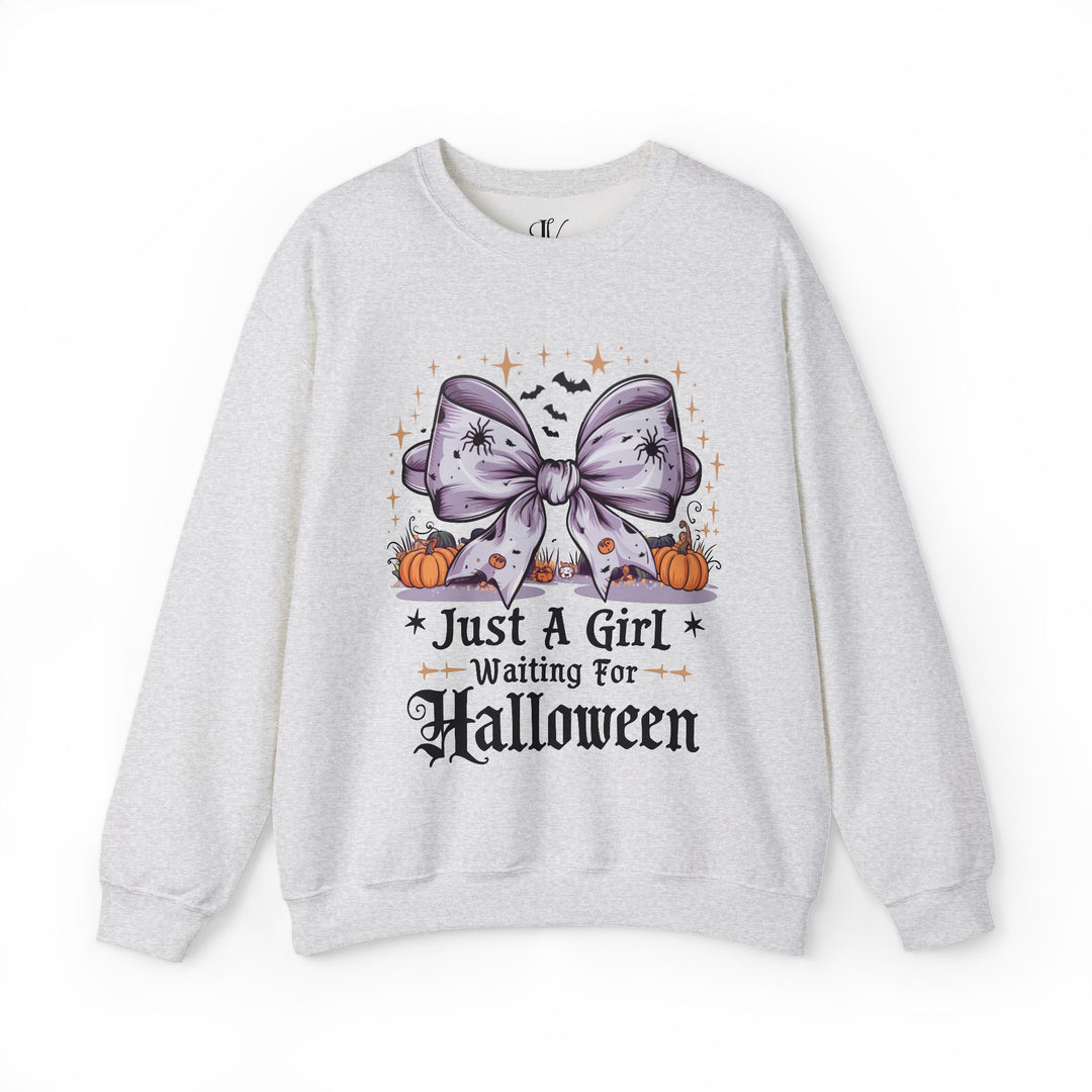 Just A Girl Waiting For Halloween Sweatshirt Sweatshirt Printify S Ash