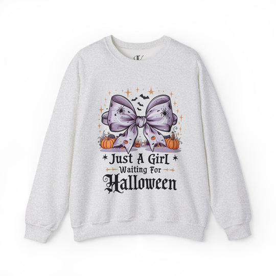 Just A Girl Waiting For Halloween Sweatshirt Sweatshirt Printify S Ash