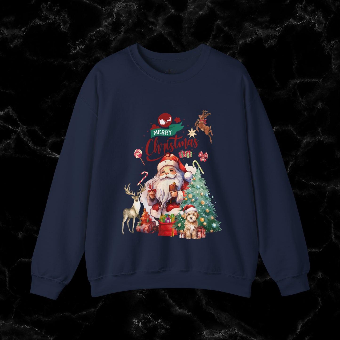 Merry Christmas Sweatshirt | Christmas Shirt - Matching Christmas Shirt - Santa Claus Merry Christmas Sweatshirt - Holiday Gift - Christmas Gift Sweatshirt S Navy 