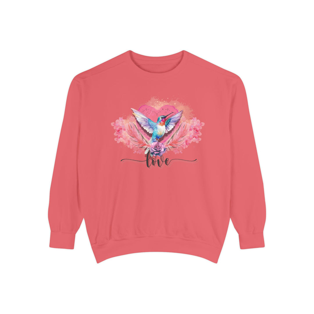 Romantic Hummingbird Love Sweatshirt Sweatshirt Printify Watermelon S