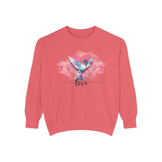 Romantic Hummingbird Love Sweatshirt Sweatshirt Printify Watermelon S