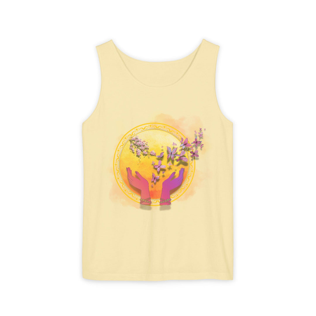 Spiritual Symbolic Tank Top - Lightweight and Breezy Summer Wear Tank Top Printify Butter S