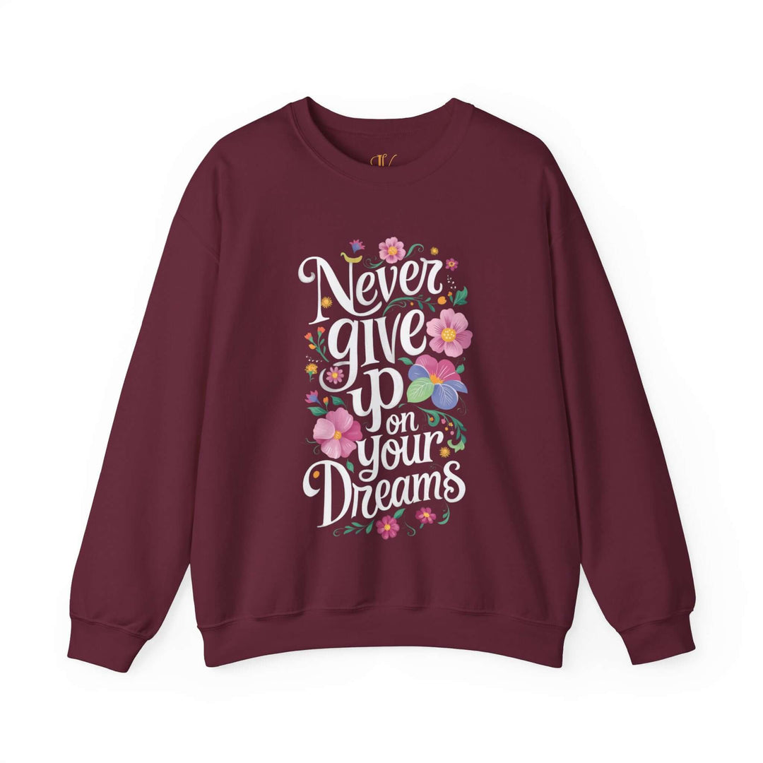 Motivational Floral Sweatshirt - Positive Message Sweatshirt Printify S Maroon