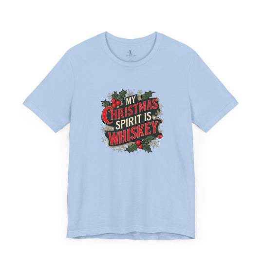 Christmas Spirit Whiskey Tee T-Shirt Printify Baby Blue XS