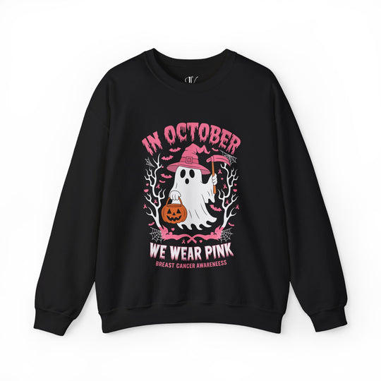 In October We Wear Pink: Breast Cancer Awareness Sweatshirt Sweatshirt Printify S Black