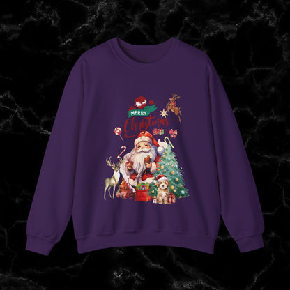 Merry Christmas Sweatshirt | Christmas Shirt - Matching Christmas Shirt - Santa Claus Merry Christmas Sweatshirt - Holiday Gift - Christmas Gift Sweatshirt S Purple 