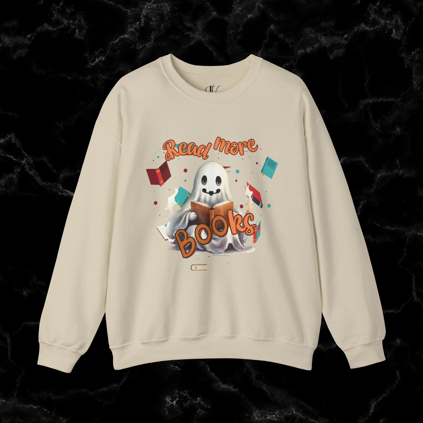 Read More Books Sweatshirt - Book Lover Halloween Sweater for Librarians and Students Sweatshirt S Sand 