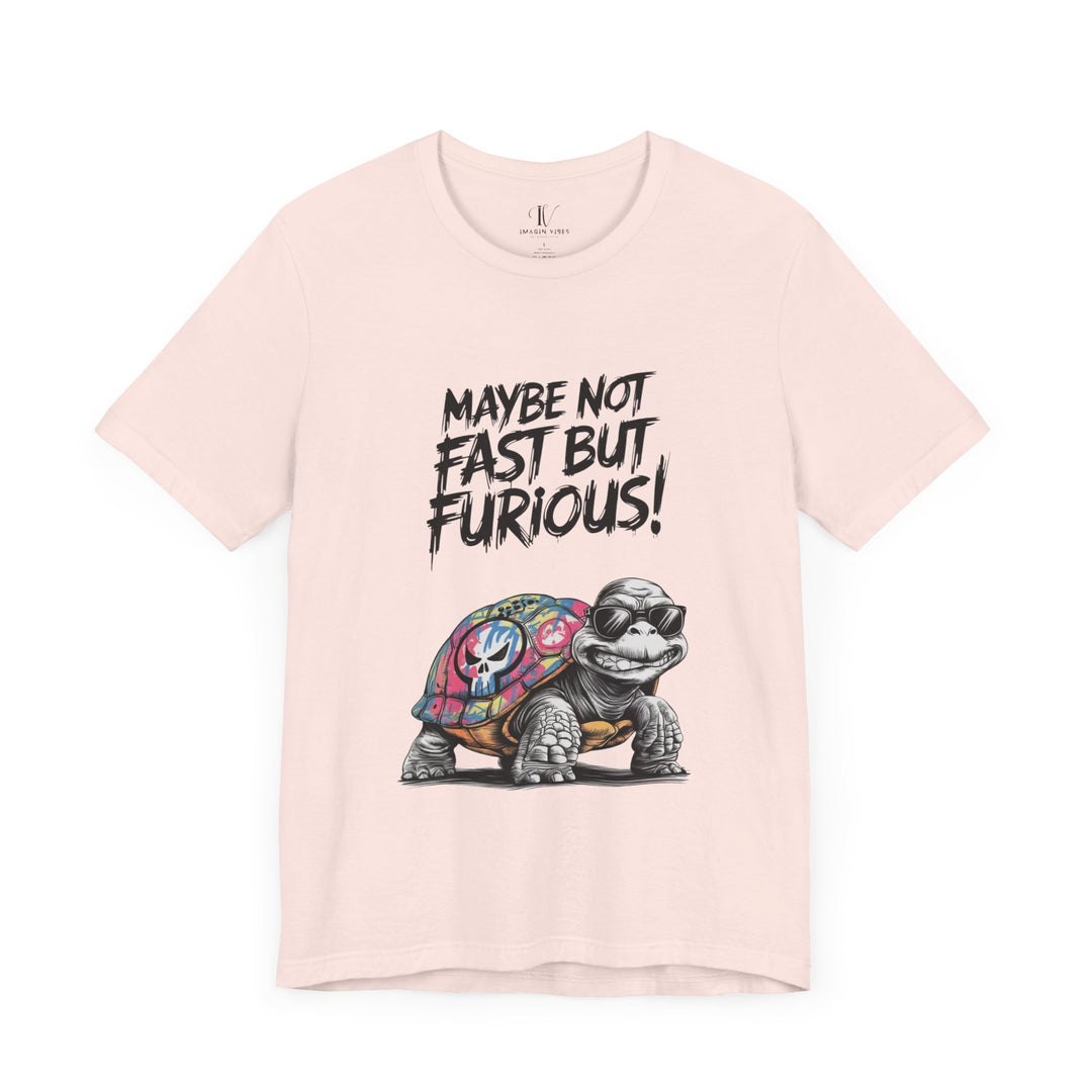 Tee: 'Maybe Not Fast But Furious' Turtle T-Shirt Printify Soft Pink XS