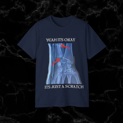 Resilient Hand X-Ray Art - Dan Hooker Australia 'Yeah Its Okay Its Just A Scratch" T-shirt T-Shirt Navy S 