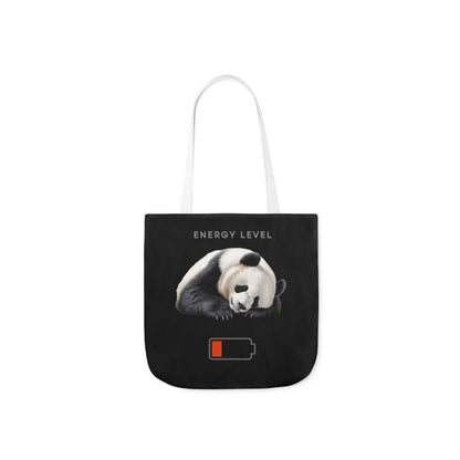 Panda Love Delivered: Cute Panda Tote Bag, Perfect Gift for Panda Lover | Polyester Canvas Tote Panda Bag with Energy Level and Sleeping Panda Designs Accessories 13" × 13'' White 