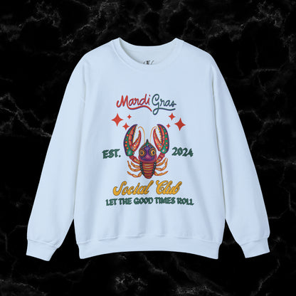 Mardi Gras Sweatshirt Women - NOLA Luxury Bachelorette Sweater, Unique Fat Tuesday Shirt, Louisiana Girls Trip Sweater, Mardi Gras Social Club Style Sweatshirt S Light Blue 