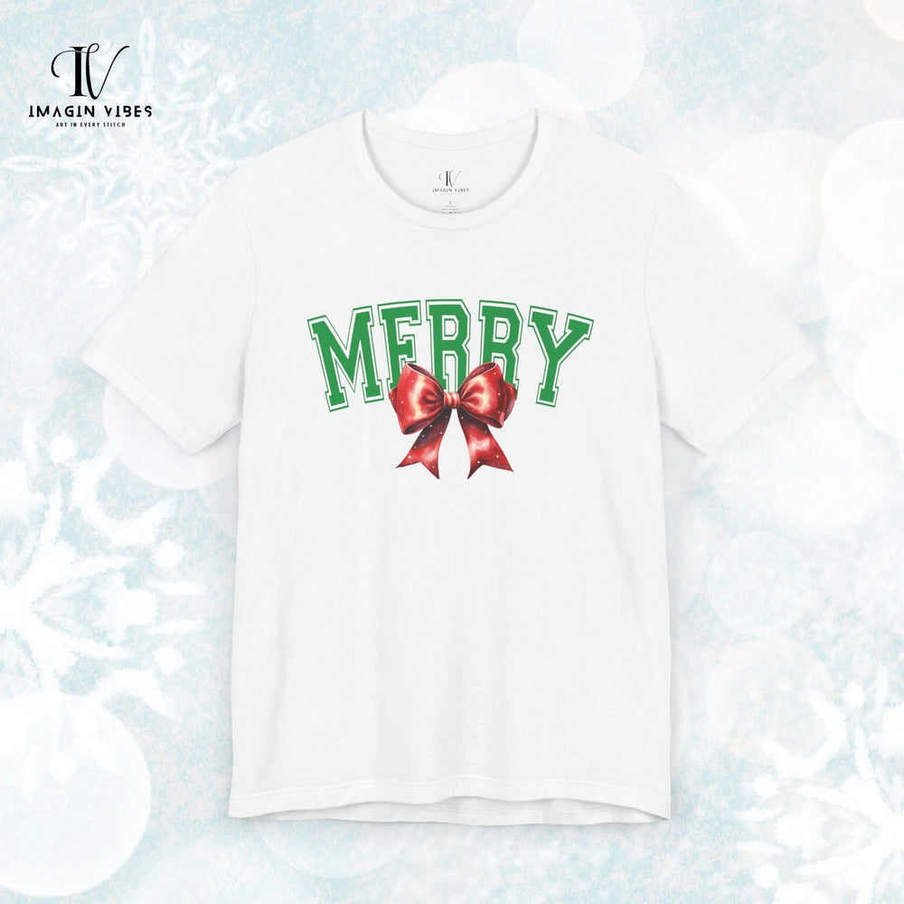 Merry Coquette Bow Christmas T-Shirt T-Shirt Printify White XS