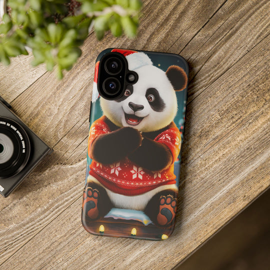 Phone Case - Festive Christmas Panda in Sweater Phone Case Printify iPhone 16 Plus Matte